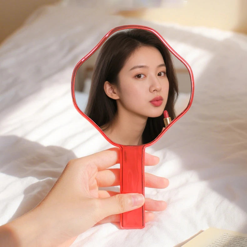 Zonyin Wholesale New Design Diamond Shape Makeup Mirror Plastic pink Electroplated Ripple Handheld Travel Mirror for Girls Women