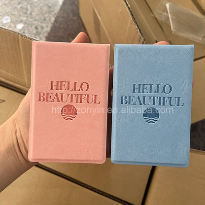 Zonyin Folding Rectangle Small Stainless Steel Pocket Mirror Pu Leather Custom Logo Unbreakable Makeup Mirror for Purse Bag