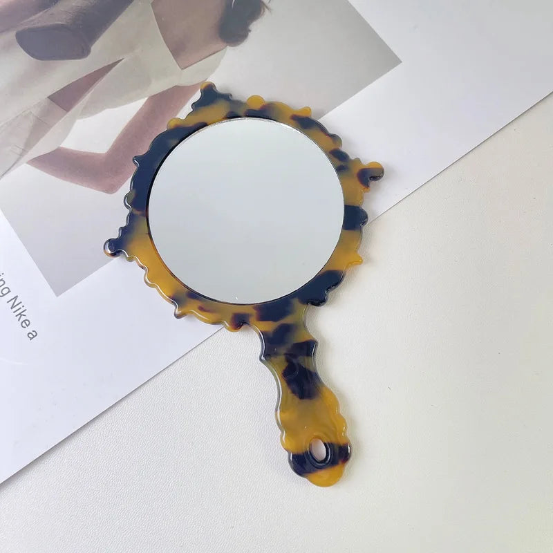 Zonyin Wholesale Diamond Pattern Acetate Makeup Mirror Portable Handle Handheld Cosmetic Mirror Colorful Women for Daily Use