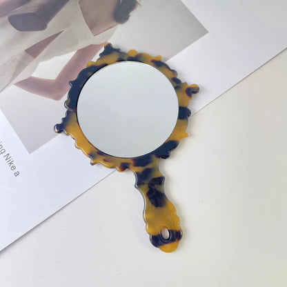 Zonyin Wholesale Diamond Pattern Acetate Makeup Mirror Portable Handle Handheld Cosmetic Mirror Colorful Women for Daily Use