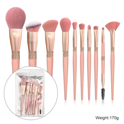 Zonyin Luxury 12Pcs Champagne Gold Soft Private Label Makeup Brushes Bling Glitter Diamond Makeup Brush Set With Rhinestone