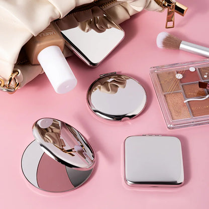 Zonyin New Arrival Square Stainless Steel Makeup Pocket Mirror Dual Side Small Cosmetic Mirror With Foldable Travel Mirror
