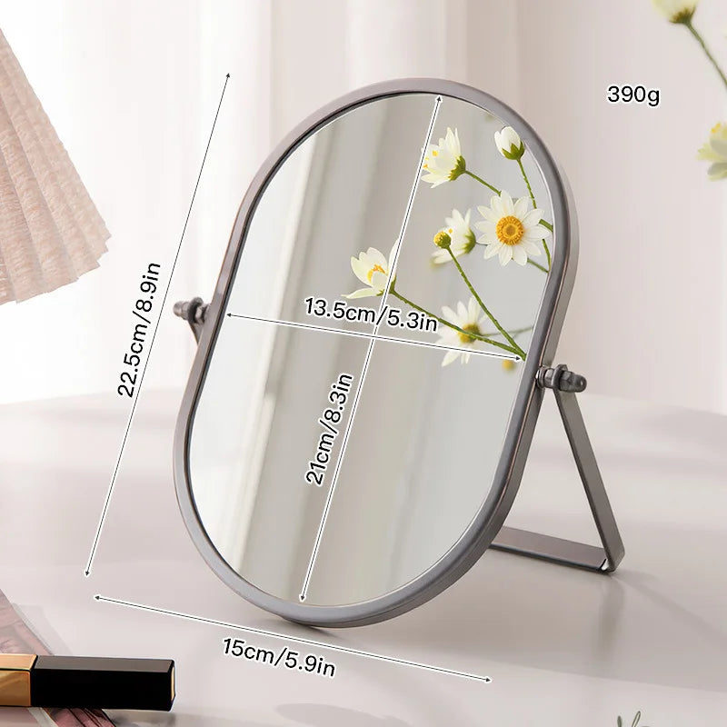 Zonyin Desktop Oval Rotating 360 Makeup Mirror Ins Style Dressing Table Mirror High Aesthetic Bedroom Vanity Mirror