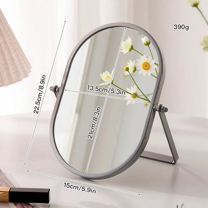 Zonyin Desktop Oval Rotating 360 Makeup Mirror Ins Style Dressing Table Mirror High Aesthetic Bedroom Vanity Mirror