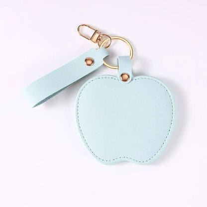 Zonyin Unique Christmas Gifts Red Apple-Shaped Pocket Mirror Foldable Pink Pu Leather Small Makeup Keychain Mirror for Women