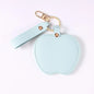 Zonyin Unique Christmas Gifts Red Apple-Shaped Pocket Mirror Foldable Pink Pu Leather Small Makeup Keychain Mirror for Women