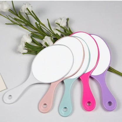 Zonyin Promotional Plastic Portable Handheld Makeup Mirrors Lightweight Private Label Oval Small Hand Held Mirror Logo Custom