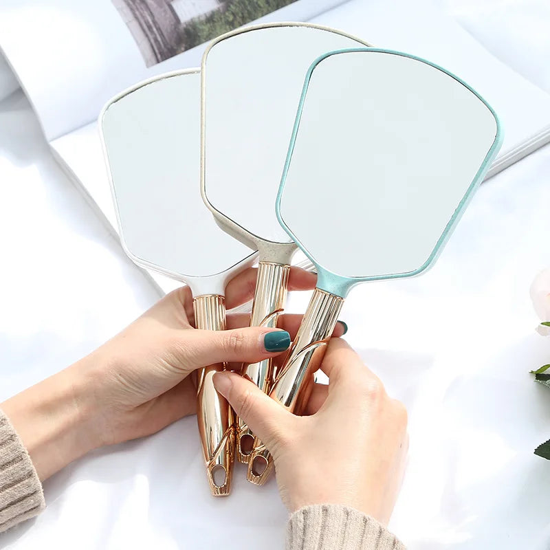 Zonyin Wholesale Custom Vintage Plastic Square Oval Hand Held Makeup Mirror European Retro Handheld Portable Cosmetic Mirror