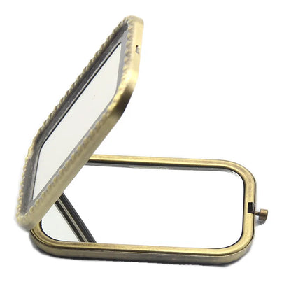 Zonyin Custom Logo Double-Side Foldable Metal Makeup Mirror Square Folding Mini Magnifying Travel Pocket Mirror with Promotion