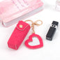 Zonyin New Arrive Pu Leather Small Makeup Mirror Mini Portable Leather Lipstick Holder Keychain for Women's Handbag Accessory