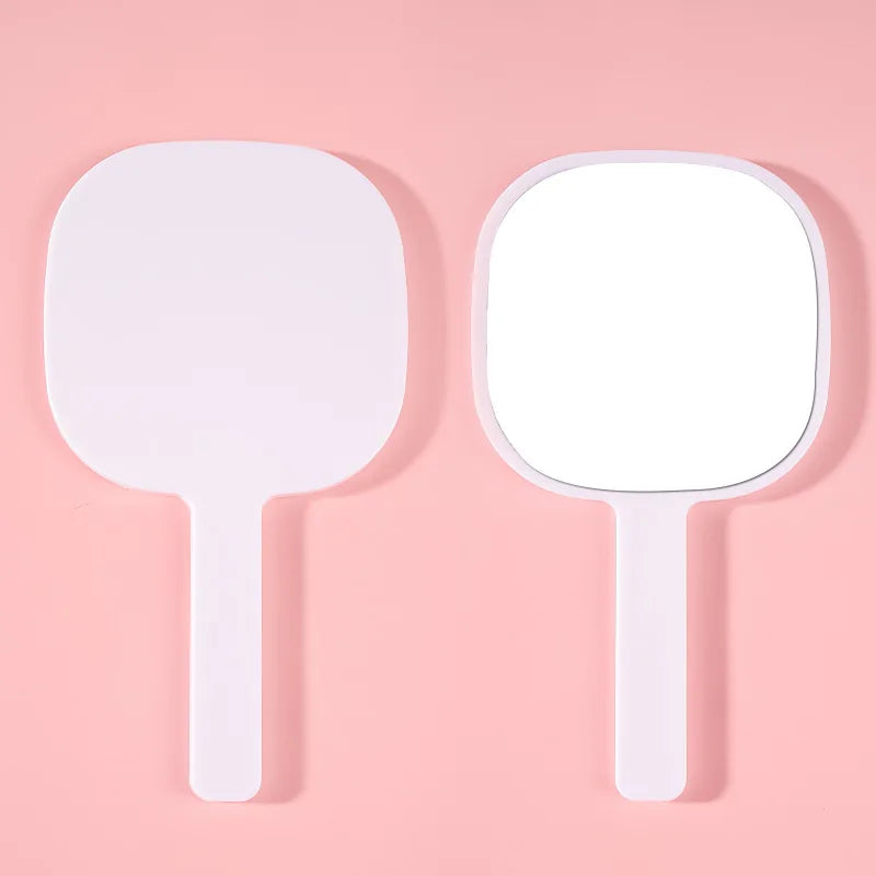 Zonyin Custom Logo Plastic Square Salon Barber Makeup Mirrors Portable Private Label Handheld Mirror With Handle