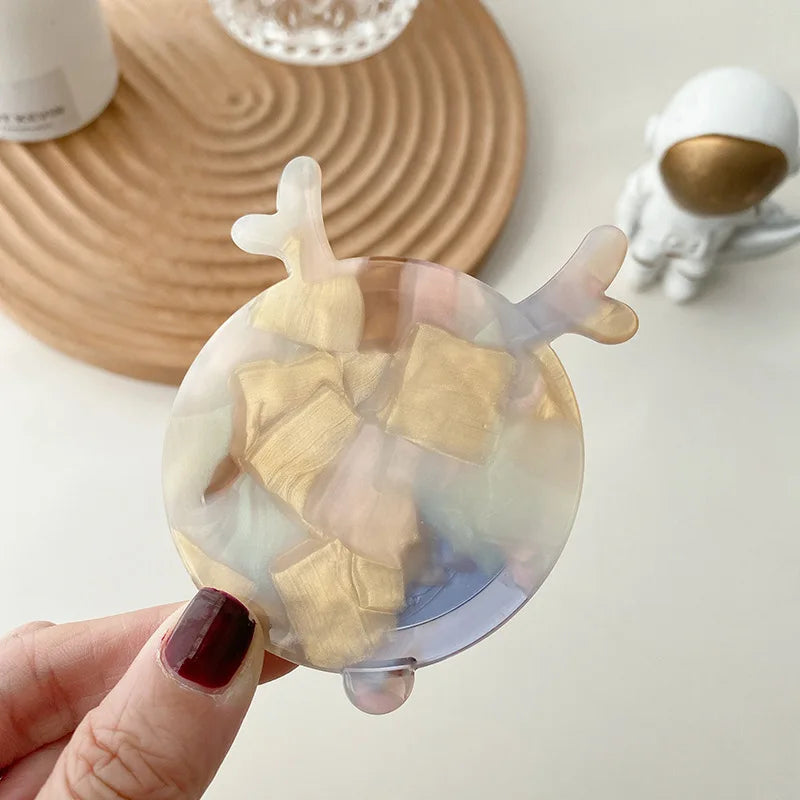 Zonyin Cute Marbled Acetate Small Pocket Cosmetic Mirror Portable Mini Travel Makeup Mirror Personalized Wholesale Promotion