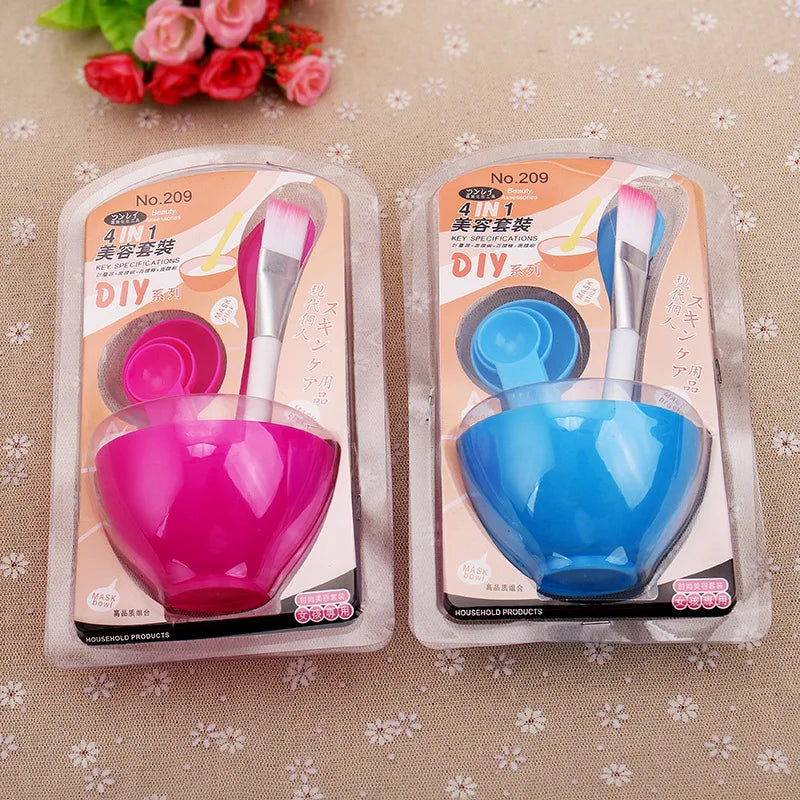 Zonyin Plastic Mask Bowl Set Beauty Tools 4 in 1 Facial Mask Mixing Bowl Hot Products Face Mask Mixing Bowl With Brush
