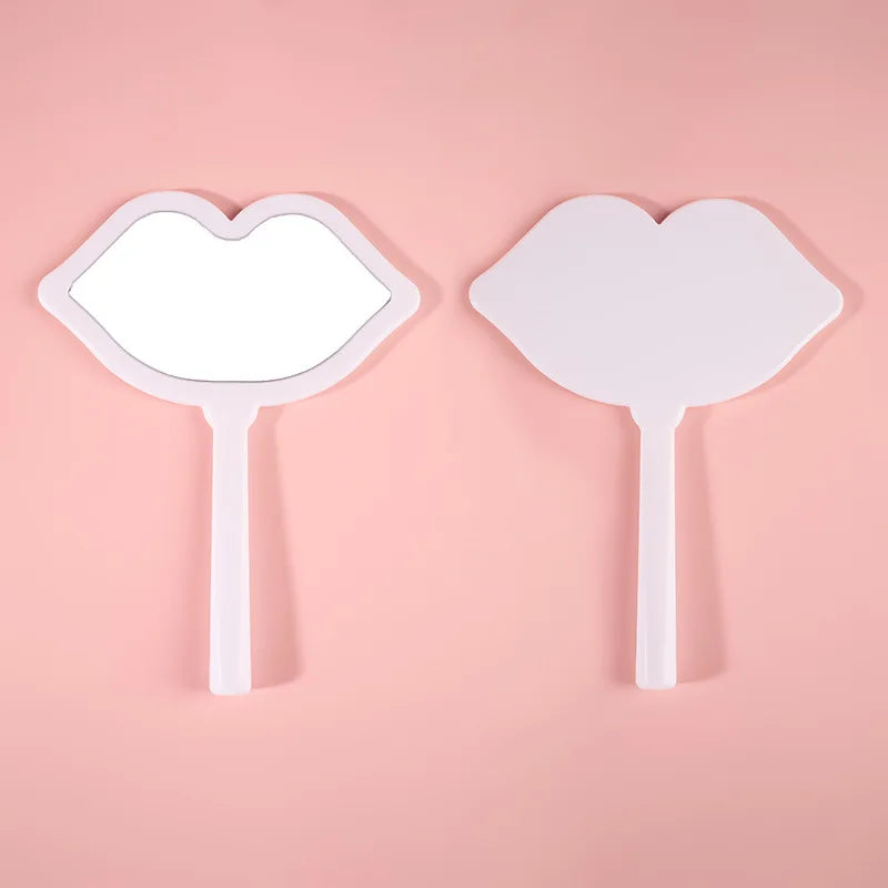 Zonyin Handheld Cosmetic Mirror Cheap Wholesale Small Lip Shaped ABS Plastic Portable Pocket Travel Makeup Mirror Personalized