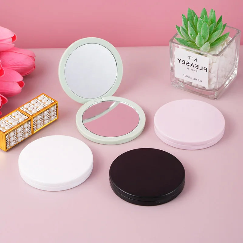 Zonyin Custom logo Round Double-Sided Folding Pocket Mirror Mini Compact pink Cosmetic Travel Mirror with 2x Magnification