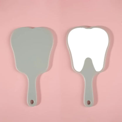 Zonyin Custom Logo Small Plastic Cute Tooth Shape Handheld Mirror Portable Compact Small Vintage Pocket Mirror for Gift