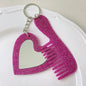 Zonyin Customized Personalized Glitter Sequin Car Keychain Bag Love Mini Acetate Makeup Mirror Heart DIY Car Hanging Accessories