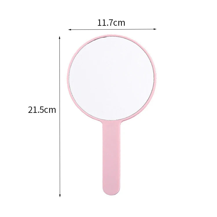 Zonyin Round Plastic Travel Makeup Mirrors Large Cosmetic with Handle Mirrors Decorative Hand Held for Women Girls Daily Makeup