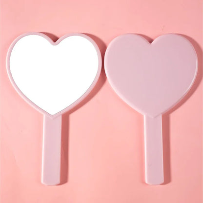 Zonyin Customized Plastic Mini Handheld Mirror Heart Shape Portable Cute Cosmetic Mirror for Bride Wedding Gifts