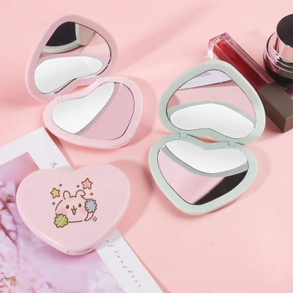 Zonyin Best Seller Personalized Heart-Shaped Compact Pocket Makeup Mirror Foldable Magnifying Travel Mirror ABS Plastic Gift