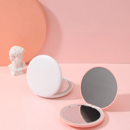 Zonyin Round 2X Magnifying LED Foldable Cosmetic Mirror Double Sided Lights Portable Compact Pocket Mirror with Custom logo