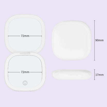 Zonyin Rechargeable Compact Makeup Mirror Dual-Sided LED Lights 5X Magnification Portable Cosmetic Mirror with Square Design
