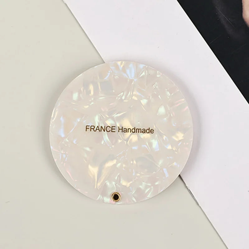 Zonyin Vintage Round Acetate Makeup Mirror Foldable Handheld Mirror Compact Small Circular Pocket Cosmetic Mirror for Purse