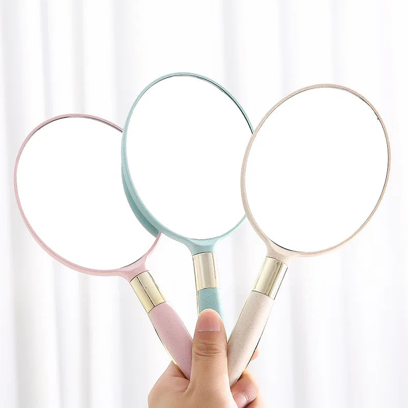 Zonyin Promotion Retro Plastic Round Handheld Cosmetic Mirror Custom Private Label Portable Square Makeup Mirror with Handle