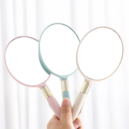 Zonyin Promotion Retro Plastic Round Handheld Cosmetic Mirror Custom Private Label Portable Square Makeup Mirror with Handle