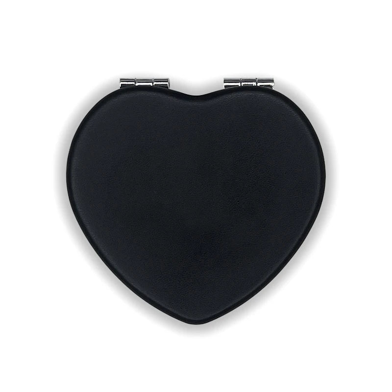 Zonyin Wholesale Private Label Heart Shape Pocket Mirror Double-Side Pu Portable Compact Travel Size Cosmetic Heart Mirror