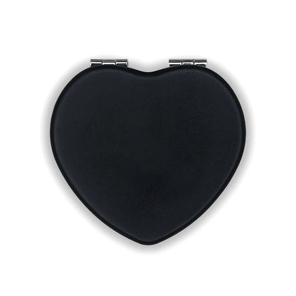 Zonyin Wholesale Private Label Heart Shape Pocket Mirror Double-Side Pu Portable Compact Travel Size Cosmetic Heart Mirror