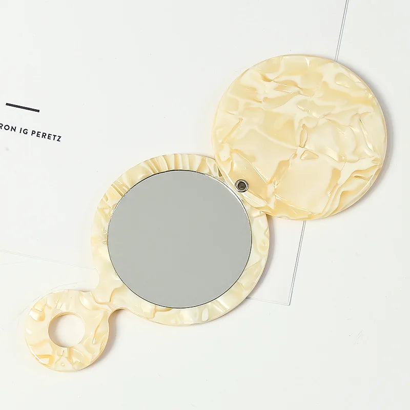 Zonyin Custom Logo Round Travel Cosmetic Mirror New Design Leopard Print Acetate Flip Pocket Handheld Makeup Mirror for Grills