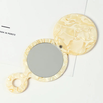 Zonyin Custom Logo Round Travel Cosmetic Mirror New Design Leopard Print Acetate Flip Pocket Handheld Makeup Mirror for Grills