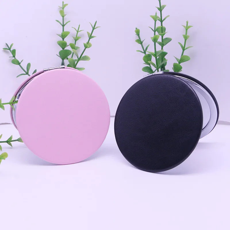 Zonyin Hot Selling PU Makeup Mirror Mini Compact Pocket Travel Gift Different Shape Size Personalized Heart Mini Compact Mirror