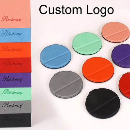 Zonyin Factory Price PU Leather Round Stainless Steel Makeup Mirror Multifunction Portable Foldable Purse Mirror for Promotion