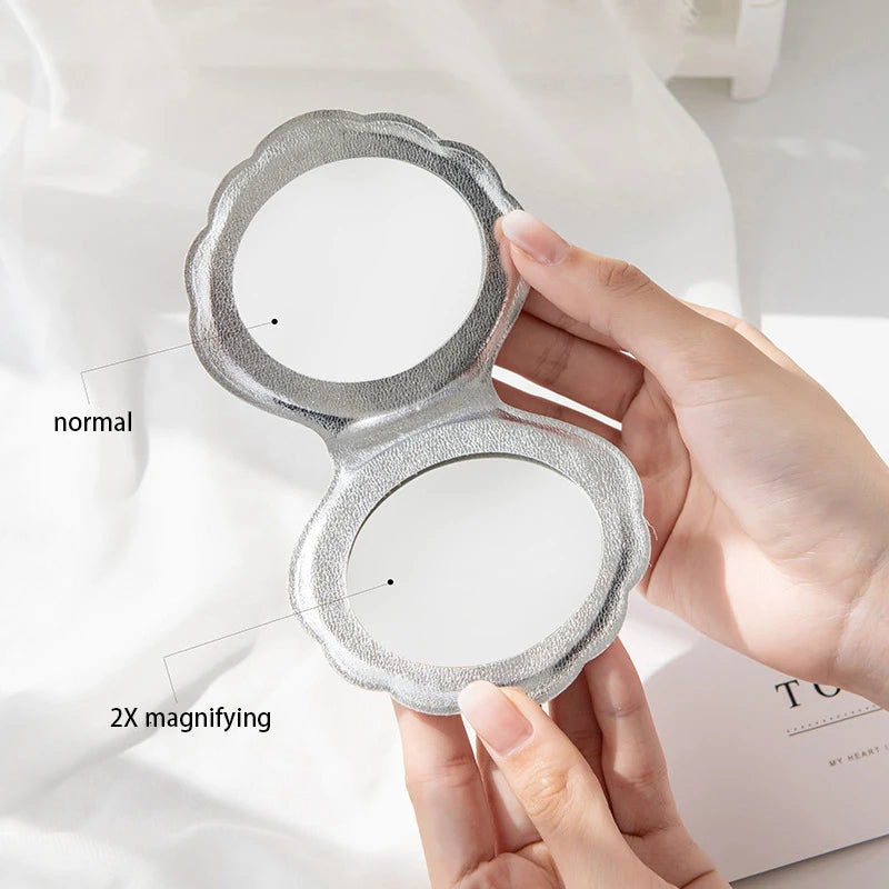 Zonyin Trendy Shell-Shaped Folding Double Sided Magnifying Travel Wholesale Beauty Cosmetic Mini Compact Pocket Mirror for Women