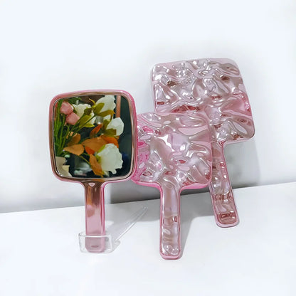 Zonyin New Luxury Square Electroplated Silver Cosmetic Mirror Handheld Makeup Mirror with Customized logo for Woman and Girls
