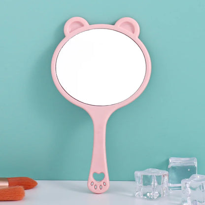 Zonyin Custom Logo Portable Handheld Makeup Mirror Cartoon Bear Head Handle Personalized Small Vanity Pocket Mirrors for Travel