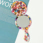 Zonyin Wholesale Custom Portable Handheld Makeup Small Mirror Leopard Pattern Round Rotary Cover Style Acetate Cosmetic Mirror