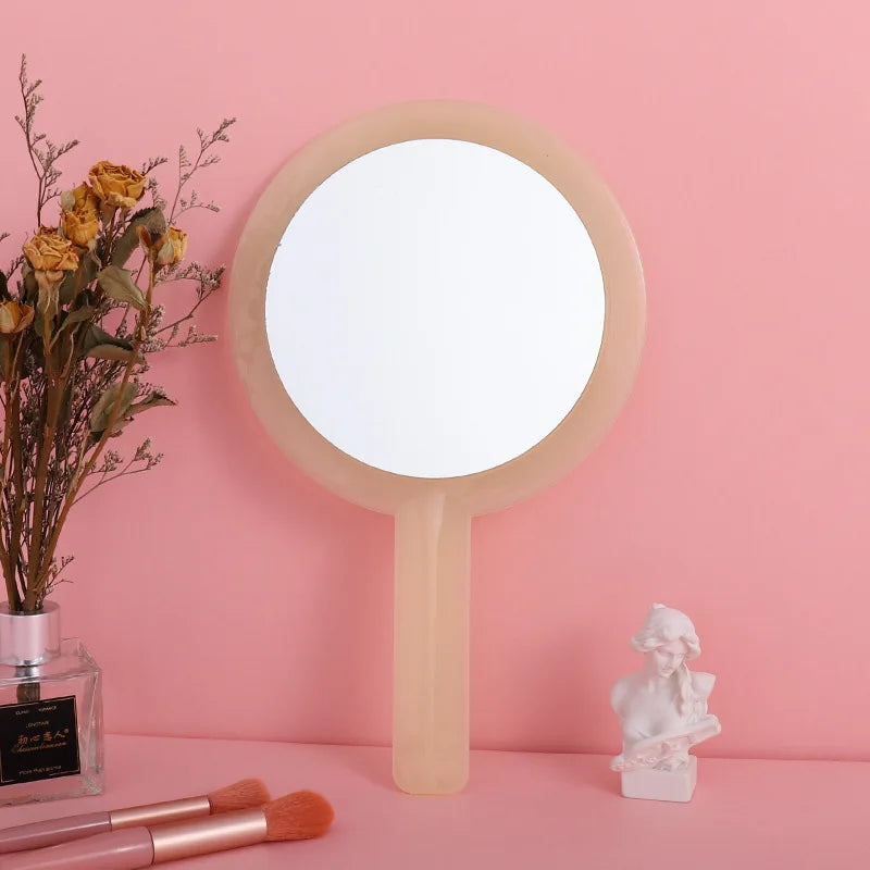 Zonyin New Round Double-sided Hand-held Travel Mirror Wholesale Makeup Mirror Portable Magnifying Glass Vanity Cosmetic Mirror