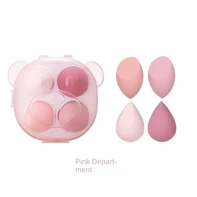 4pcs Portable Travel Size Colorful Bear Box Makeup Blender Sets Beauty Egg Puff Latex Free Powder Foundation Makeup Sponge