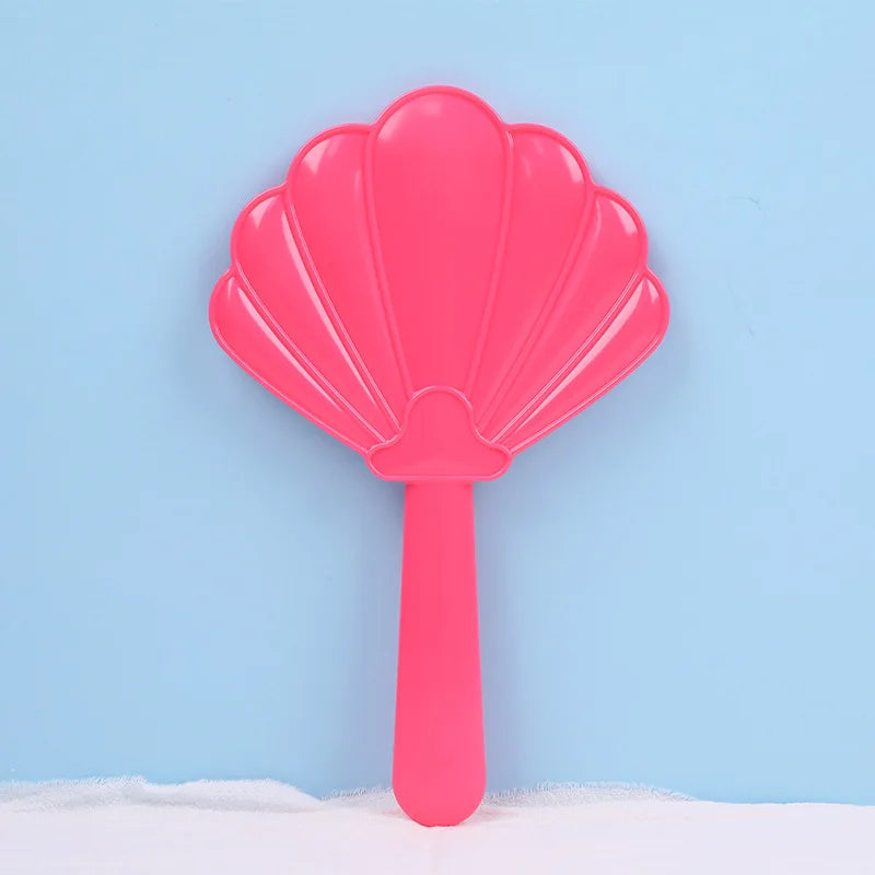 Zonyin Custom Logo Shell Shaped ABS Plastic Cosmetic Mirror Portable Single-Sided Mini Handheld Hand Makeup Mirror for Beauty