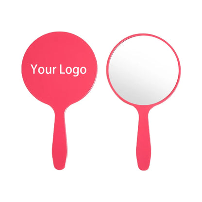 Zonyin Mini Handheld Custom logo Cosmetic Mirror Portable Plastic Pocket Round Hand Personalized Makeup Mirror for Travel Use