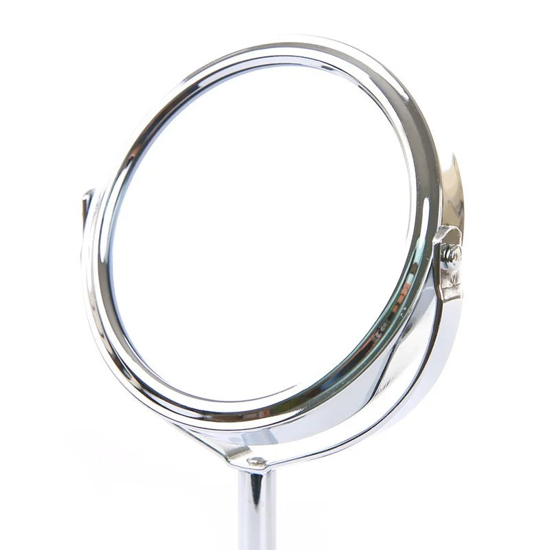 Desktop Double-sided Rotatable Stainless Steel Magnifying Glass Makeup Mirror for Student Dormitory and Household Dressing Use