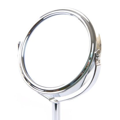 Desktop Double-sided Rotatable Stainless Steel Magnifying Glass Makeup Mirror for Student Dormitory and Household Dressing Use