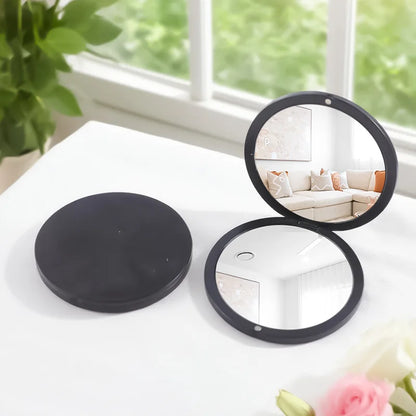 Zonyin Wholesale Folding Flip Mirror Handheld Double-sided Plastic Makeup Mirror Girls' Small Portable Mirror