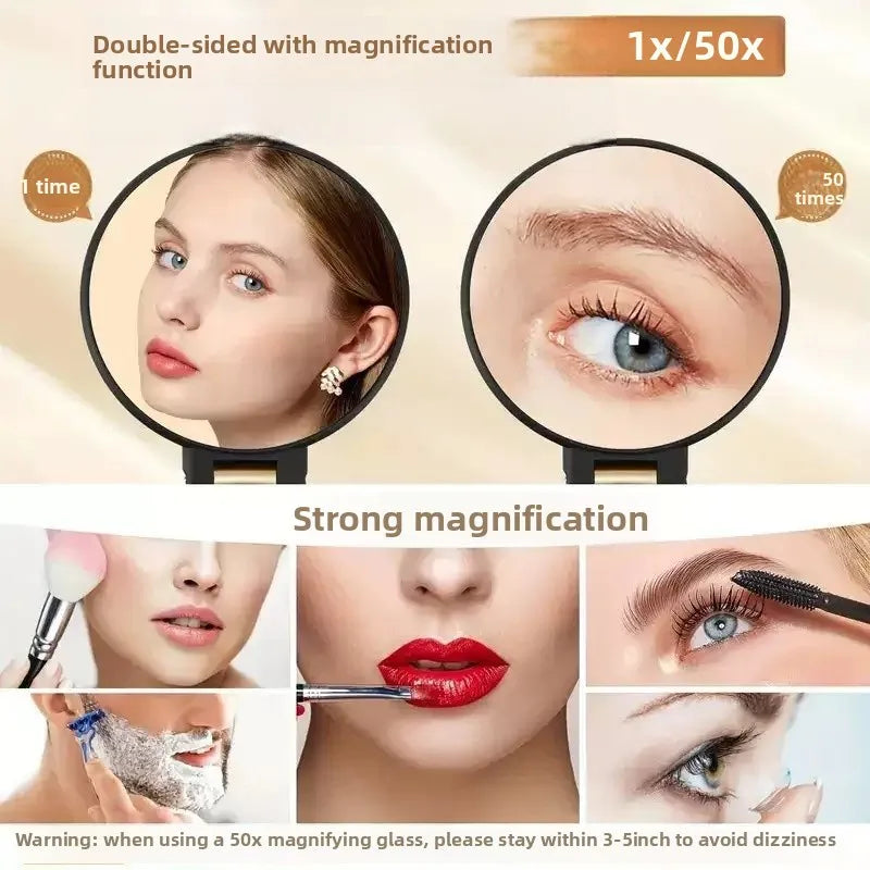 Zonyin 10X 30X 40X 50X Double Side Handheld Magnifying Makeup Mirror Portable Folding Magnifier Compact Mirror