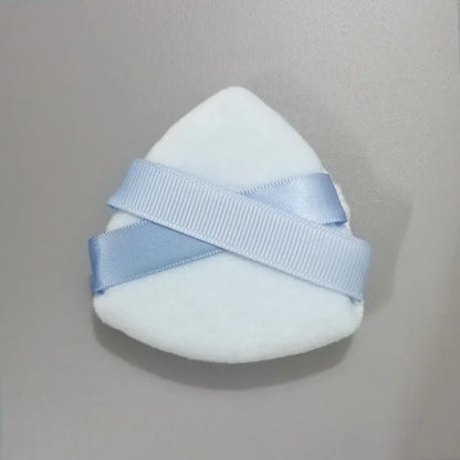 Zonyin Hot Selling Two Ribbons Face Powder Makeup Puff Brown Velour Soft Triangle Powder Puffs for Loose Powder