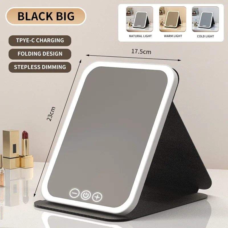 Zonyin Hot Selling LED Light Cosmetic Mirror Portable Folding Desktop Vanity Mirror Foldable Desktop Makeup Mirror for Women