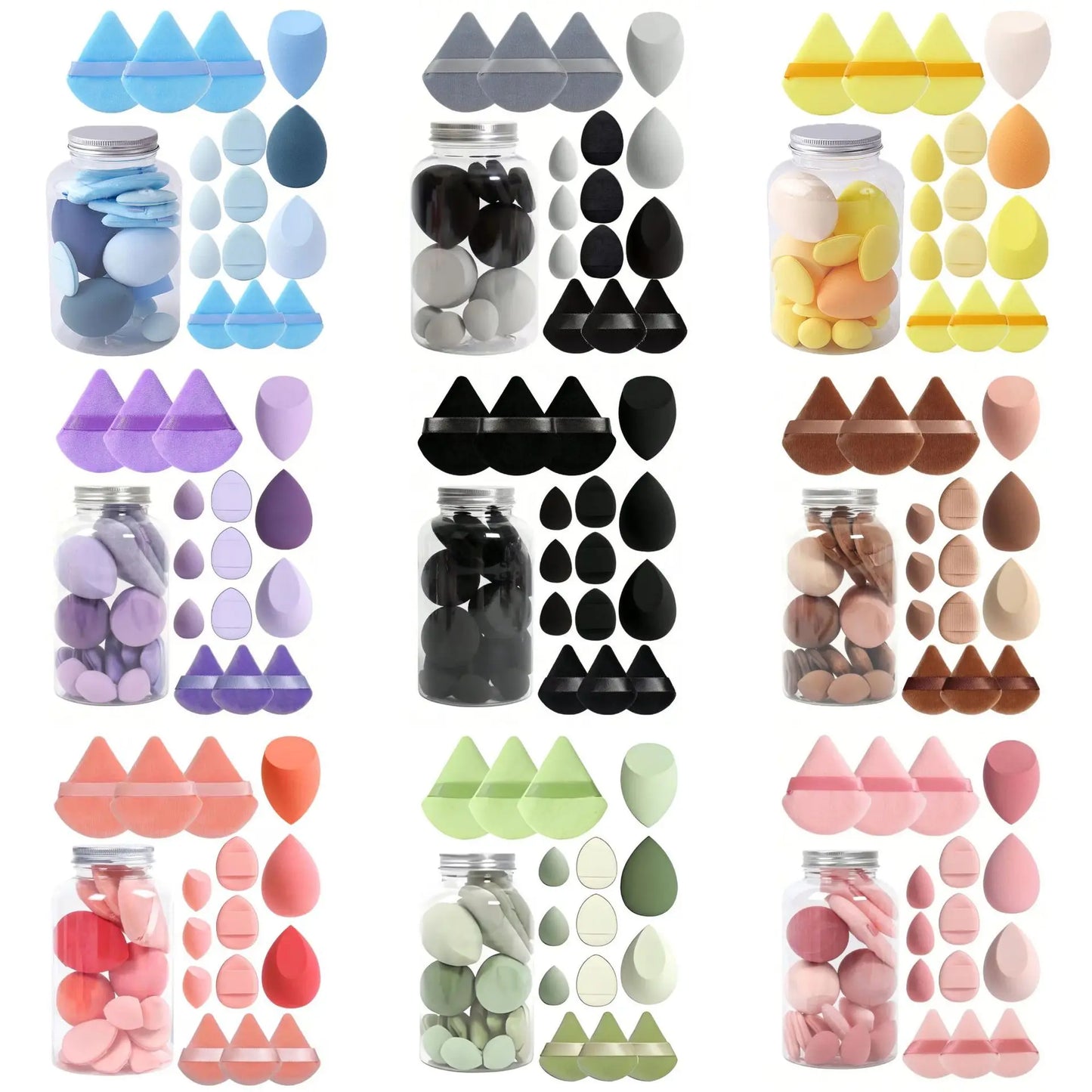 15-piece Mini Triangle Finger Makeup Puff Flocking Air Cushion Makeup Sponge Set Combination Beauty Soft Feature Blending Makeup